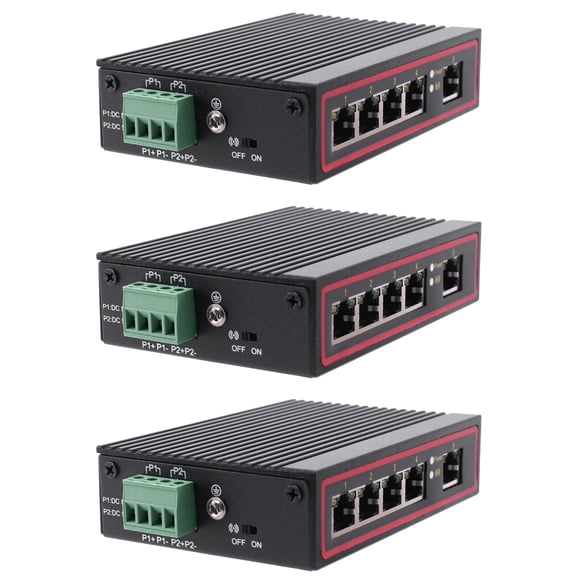 3X 5-Port RJ45 10/100M Ethernet Desktop Switch Hubs Network Laptop DIN Rail Type,3x Ethernet Switch,Black