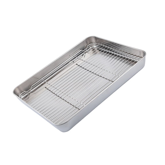 Large Capacity Stainless Steel Roasting Pan with Wire Rack For Even Baking Grilling Tray Durability And Rusts Proof