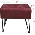 thumbnail image 2 of Burgundy Velvet Tufted Ottoman 19.5"x12.5"x17"H Entryway Bench Furry Makeup Stools Wine Red Foot Rest Stool Bedroom End of Bed Living Room Couch Vanity Home Decor Outdoor, 2 of 17