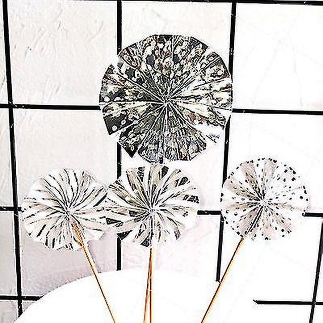 Abanico plegable dorado para decoración de dormitorio, aniversario de boda, decoración de Halloween, 10 Uds.