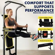 SQUATZ Pull-Up Dip Station - Your All-in-One Power Tower Gym and Chin-Up Bar Stand with Collapsible Bench for Home Exercise and Bench Press