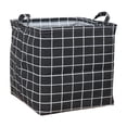 thumbnail image 2 of Linen Storage Basket with Handle | Foldable Fabric Organizer Bin for Nursery, Home, or Office | 12.6 Inch Cube Decorative Box, 2 of 6