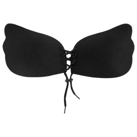 QIYAA Sticky Push up Bra  Invisible Adhesive Silicone Strapless Bras for Women  Backless Lift Lace up Bra for Large Breasts 2 Pairs