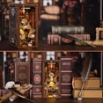 thumbnail image 4 of DIY Book Nook Kit, DIY Miniature Dollhouse Booknook Kit, 3D Wooden Puzzle Bookend Bookshelf Insert Decor with LED Light for Teens and Adults (Beyond Library), 4 of 7