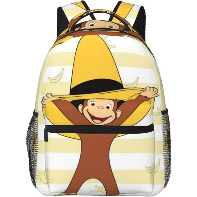 Anime Backpack Curious George Backpack Funny Laptop Back Pack Book Bag Hiking Outgoing Daypack For Women Mens