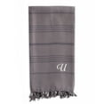 thumbnail image 5 of Authentic Hotel and Spa Authentic Sol Monogrammed Pestemal Fouta Grey Tonal Stripe Turkish Cotton Bath/ Beach Towel Gray/X, 5 of 5