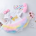 thumbnail image 5 of Mercatoo Baby Girl Carnival Birthday Clothes Toddler Short Sleeve Romper Princess Tutu Skirt+Headband+Leg Warmer+Shoes Outfits, 5 of 9