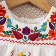 thumbnail image 6 of Ruyang Toddler Girls Mexican Embroidered Dresses Pleated Lace Trim Square Neck Dresses Summer Breathable Cute Sundress, 6 of 10