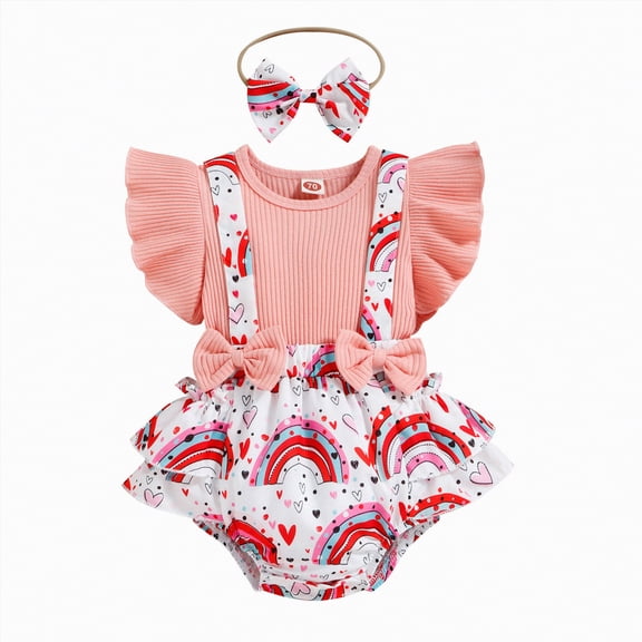 JUMEYU Baby Girl Newborn Clothes Baby Girls Short Sleeve Bodysuit Newborn to Infant 0 3 6 9 12 18 24 Months (Pink,9-12 Months)