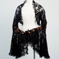 thumbnail image 2 of Byfri Gothic Lace Bolero Shrug, Sheer Flare Sleeve Cover-Up Top for Women, Black 55x68cm, 2 of 7