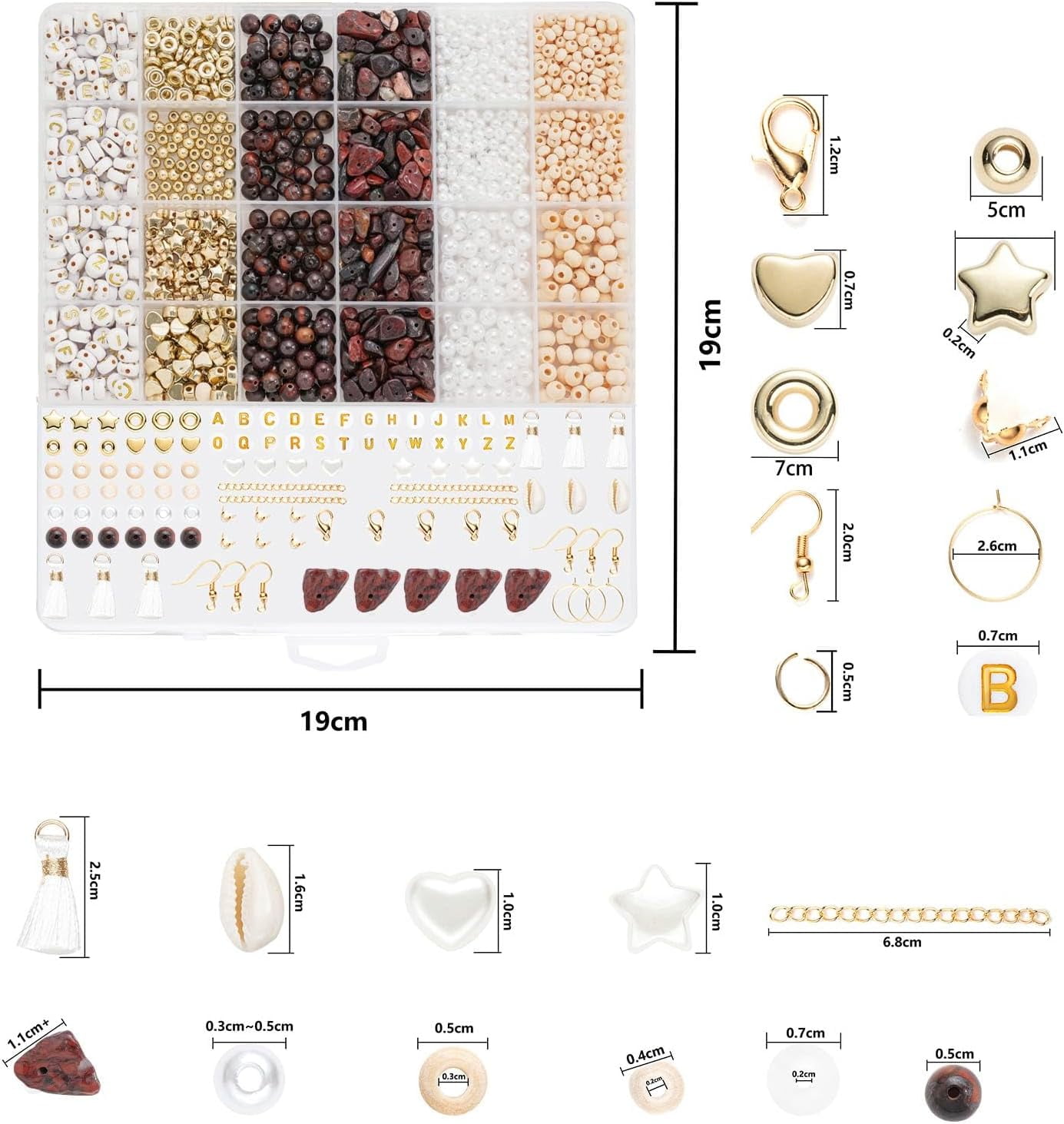 DIY Jewelry Making Kit, 1000+ Beads with Letters, Turquoise and Pearl Beads, Gold Charms, Bracelet Supplies (Red)