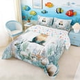 thumbnail image 2 of Manfei Sea Lion Underwater Coral Seashell Queen Comforter Set for Kids Boys and Girls, Nautical Marine Life Print Bedding Comforter Set, Stars Reversible 3-Piece, 1 Comforter and 2 Pillowcases, 2 of 6