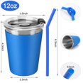 thumbnail image 3 of Vasos para niños Vermida 350 ml con tapas y pajitas de acero inoxidable, paquete de 5, 3 of 9