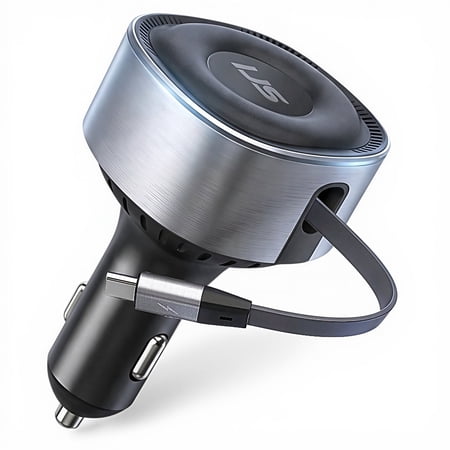 IJS Retractable Car Charger, Type-C Fast Charger with Retractable Phone Cable, for Samsung, iPhone and Pixel Phones, 30W USB-C