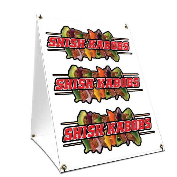 A-frame Sidewalk Shish Kabobs Sign With Graphics On Each Side | 18" X 24" Print Size