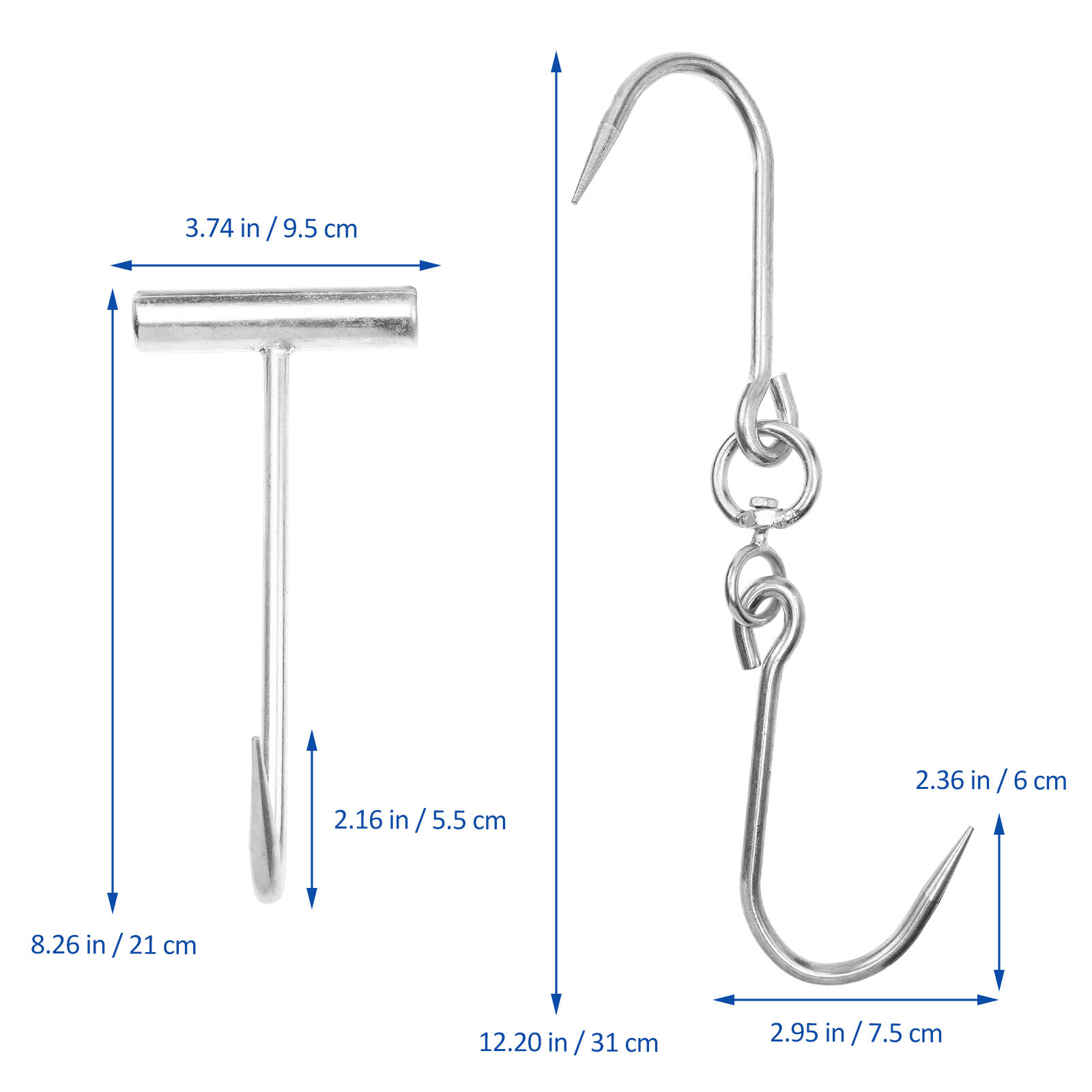 2pcs Meat Hooks Poultry Hooks Butcher Hooks Steel Pork Hooks Barbecue