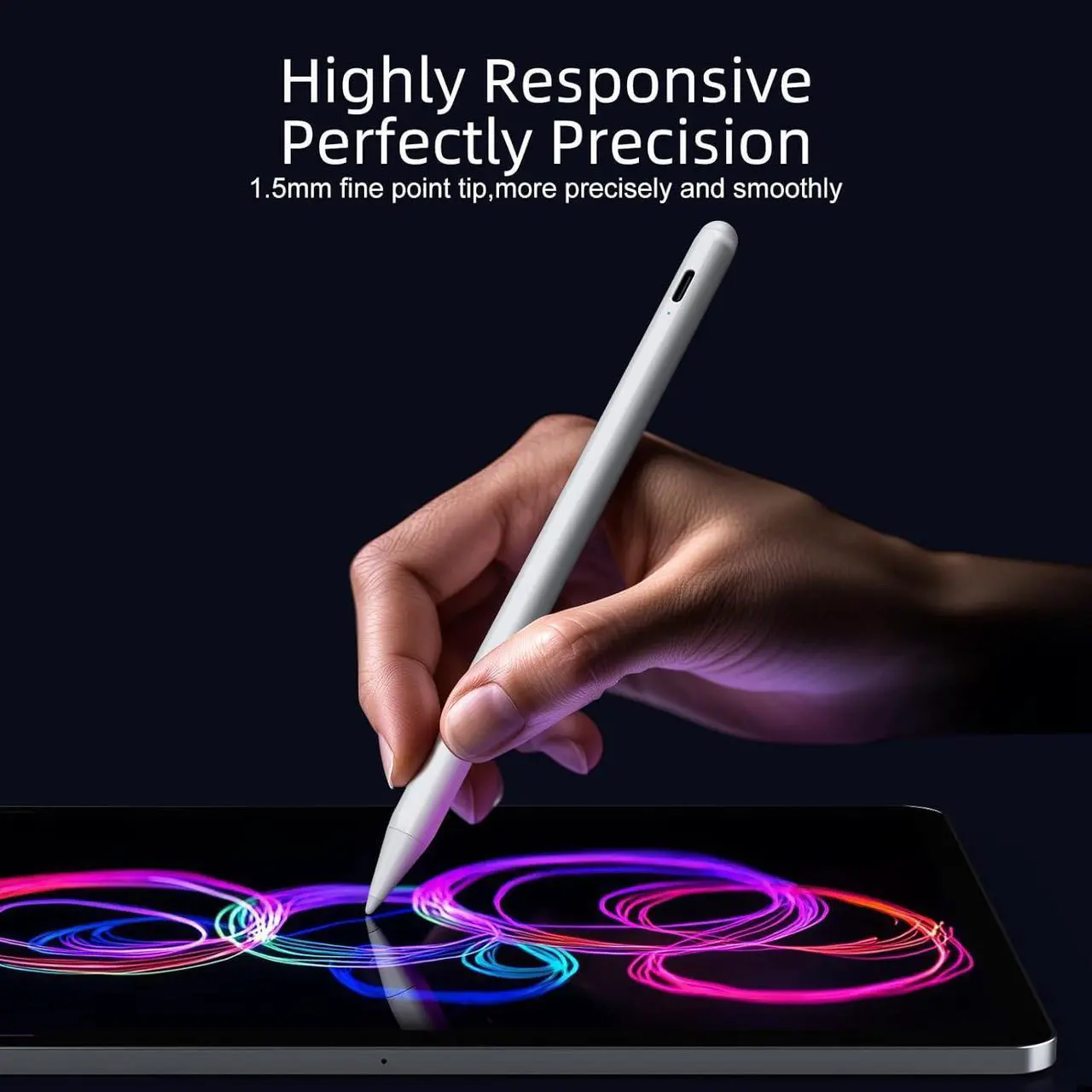 Stylus Pen for iPad 6th-11th Generation-2X Fast Charge Active Pencil Compatible with 2018-2025 Apple iPad Pro 11"/12.9"/M4, iPad Air 3/4/5/M2/M3,iPad mini 5/6 Gen - White