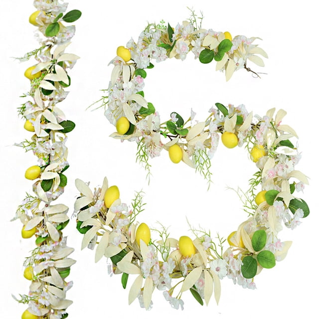 Beige Artificial Lemon Vines Springtime Lemon Fruit Wedding Decor Prop Realistic Lemon Branches For Home Dining Table Christmas Holiday Decorations 71 Inches Beige