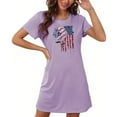 thumbnail image 4 of Tnhcen Robe de Nuit Patriotique pour Femmes Grande Taille 4 Juillet – Manches Courtes Col Rond avec Imprimé Étoiles et Rayures en Polyester Spandex Doux P-2TG pour Maison/détente, 4 of 7