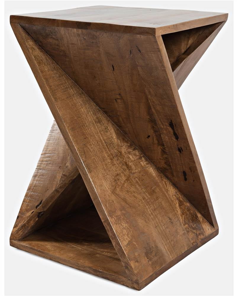 Jofran Global Archive Jasper Solid Wood Rustic Modern Angled Accent End Table