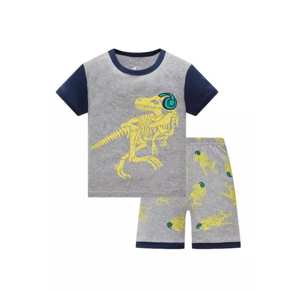 WOYY Boys Outfits Cartoon Graphic Short Sleeved Top Shorts 2Pcs Sleepwear Set, Sizes 2-8
