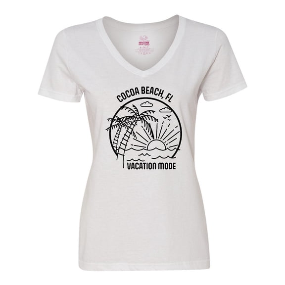 Inktastic Summer Vacation Mode Cocoa Beach Florida Women's V-Neck T-Shirt
