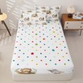 thumbnail image 4 of Castle Fairy Cute Watercolor Animal Deer Zipper Full Size Comforter Sets with Fitted Sheet and 2 Pillowcases for Boys,Adorable Fox Rabbit Owl Zipper Bedding Set,White Green Pink,Reversible,4pcs, 4 of 6