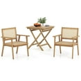 thumbnail image 2 of Costway 3 Pieces Patio Table Chair Set Wood Bistro Set with Rattan Seat & Indonesia Teak Wood Frame, 2 of 10