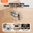 thumbnail image 2 of Bisagras para puertas de gabinete VEVOR, paquete de 60, superposición completa, cierre suave para tipo sin marco, 2 of 9