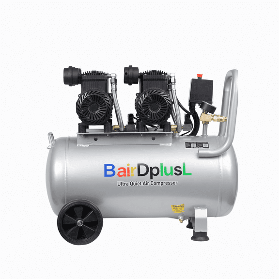 14.5 Gallon Ultra Quiet Air Compressor 110V/60Hz 1.5HP 8.8CFM MAX 115PSI Steel Tanks Oil-Free 70dB Noise Level Light & Quiet Portable Air Compressor with Wheels for Auto Repair