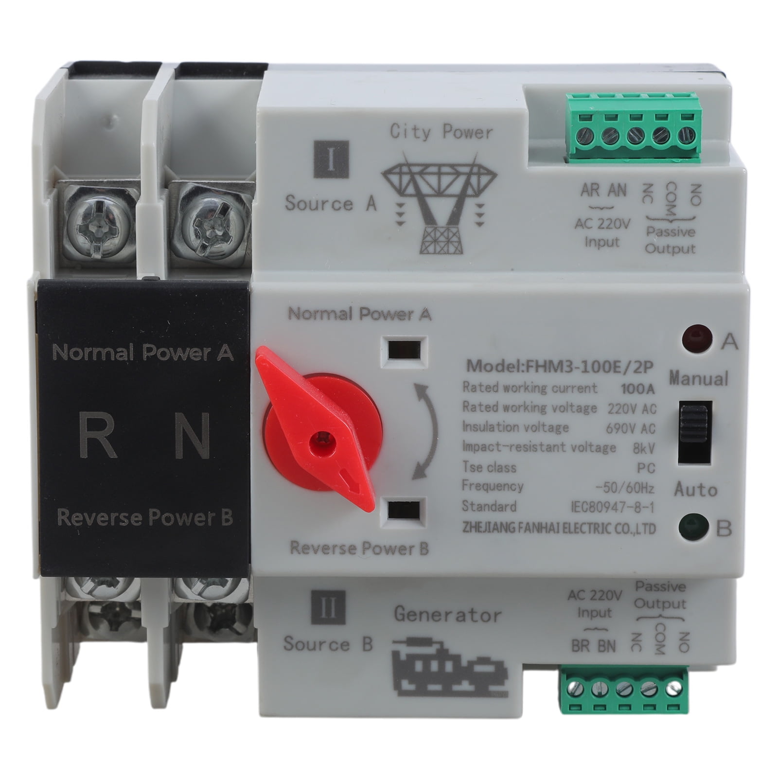 Electrical Selector Switches 2P 100A Automatic Transfer Switches Din Rails Mounted Double Power Switches for Emergencies Power