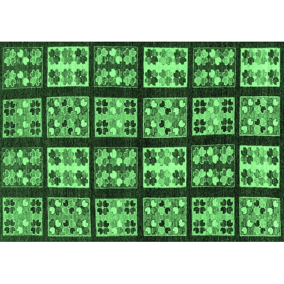 Ahgly Company Indoor Rectangle Abstract Emerald Green Modern Area Rugs, 5' x 8'