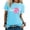 Sky Blue, variant on Short Sleeve T Shirts For Women Smiling Face Print Fashion Tee Blouse Casual Tunic Tops