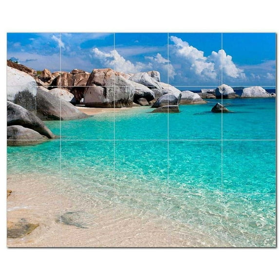 Beach Ocean Ceramic Tile Mural Kitchen Backsplash Bathroom Shower, 400044-L54