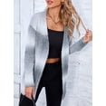 thumbnail image 2 of Womens Long Sleeve Sweater Casual Knit LightWeight Spring Summer Clothing Multicolor Top Gray L, 2 of 5