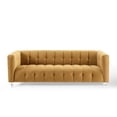 thumbnail image 3 of Modway Mesmer Channel Button Tufted Velvet Sofa in Cognac, 3 of 4