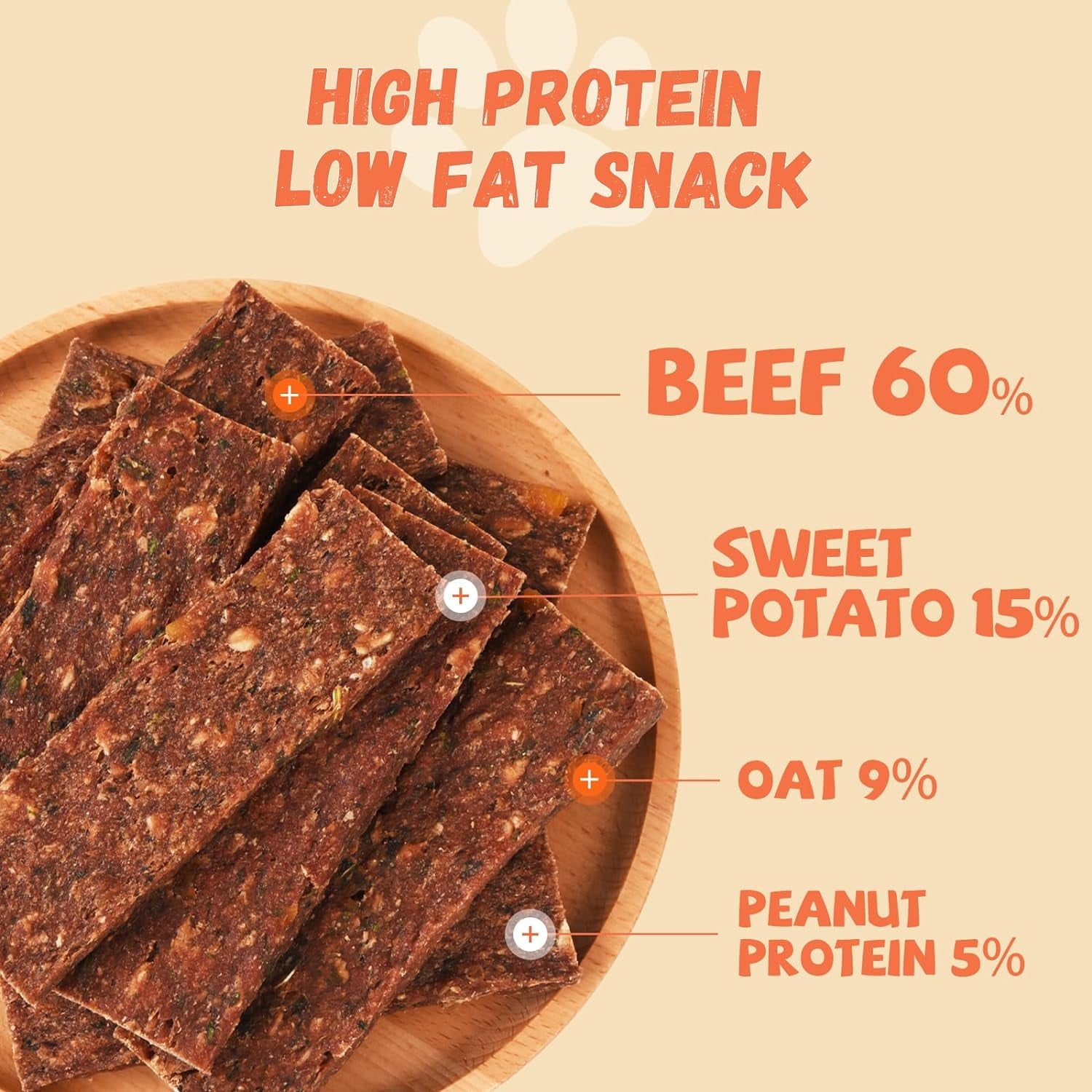 (2 pack) Pawmate Beef Sweet Potato Dog Treats, Jerky Treats with Oats Healthy Chewy Training Snacks for All Dogs, 12 Count
