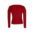 thumbnail image 5 of Sevevn Women Ribbed Knit Long Sleeve Top Stretch Slim Fit Crewneck Pullover Shirt Casual Basic Solid Color Tee for Fall Winter Red S, 5 of 7
