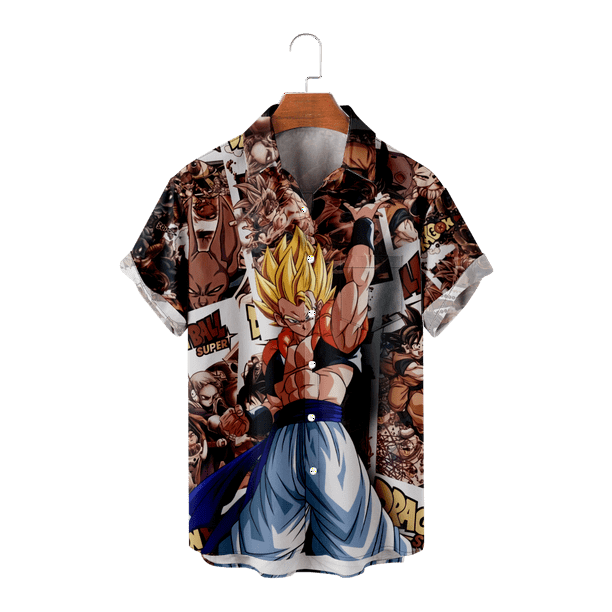 Mens Hawaiian Shirt DRAGON BALL Z Pattern Retro Regular Fit Bowling