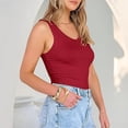 thumbnail image 5 of Endives Women's Camisole Tops Summer Ribbed Slim Fit V Neck Vest Top Basic Knitted Casual Tank Top Wine, 5 of 7