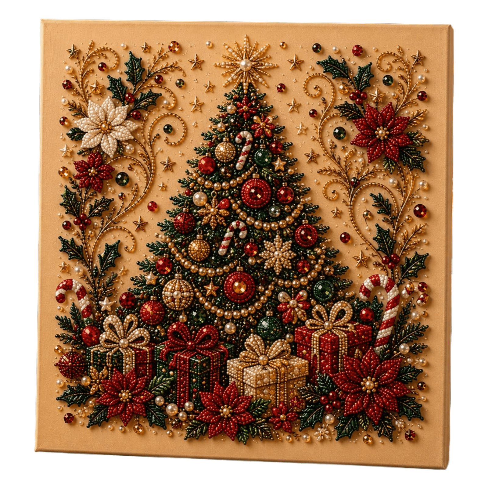 Christmas Pearl Painting Kit DIY 3D Rhinestone Art Craft Set with Stereoscopic Relief Texture Interactive Holiday Home Wall Decor Fun Xmas Gift for Kids Adults Family Party Activities