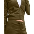 thumbnail image 5 of J. METHOD Women’s Tracksuit Set Casual 2 Piece Outfit Slim Fit Velour Velvet Zip Up Hoodie Jacket Top and Sweatpants Sweatsuit NEWTS03 Olive M, 5 of 6