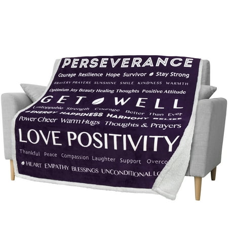 PAVILIA Get Well Soon Gifts for Women Men  Sympathy Blanket Inspirational Thoughtful Gift  Sherpa Fleece Healing Blanket Surgery Wellness Comfort  Hug Love Throw for Cancer Chemo Patient  50x60 Purple