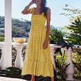 thumbnail image 2 of Nrmvnmi Women's Summer Boho Dress Floral Print Spaghetti Strap Tie Shoulder Square Neck Shirred Maxi Dress Beach Sun Dress Yellow SMothers Day Gifts, 2 of 6