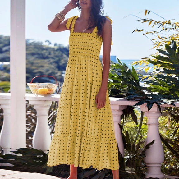 Women's Summer Dress, Sleeveless V Neck Maxi Long Dress with Print, Soft Stretch Bandage Fit for Casual, Date, Vacation
