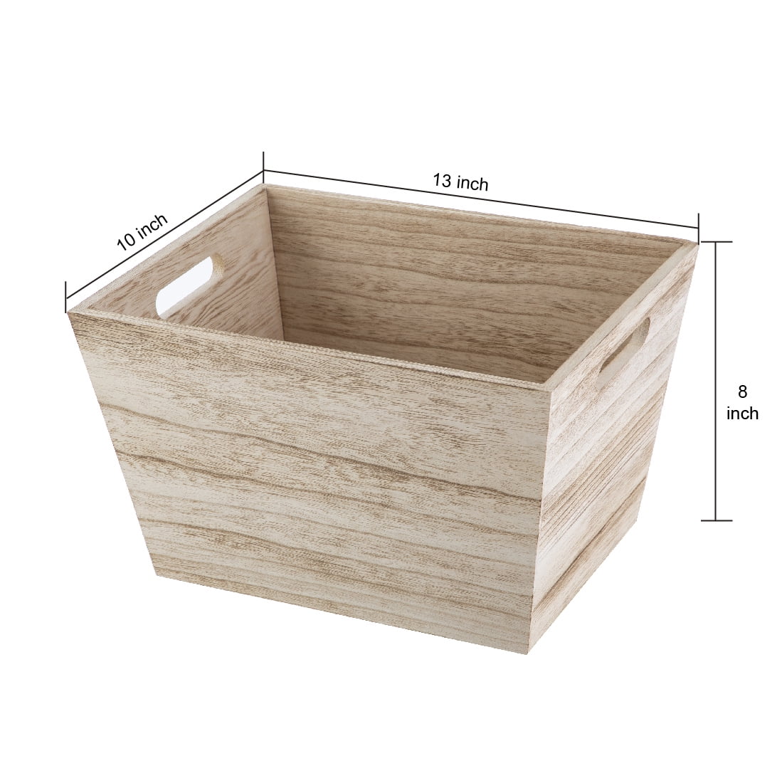 (2 pack) Better Homes & Gardens Medium Natural Wood Rectangular Decorative Storage Bin, 13 in x 10 in x 8 in