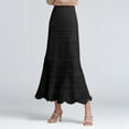 thumbnail image 2 of MIXUE Skirts For Women Summer Knitted Solid Color Floral Lace High Waist Hollow Elegant Bodycon Maxi Skirt Activewear,Black,XL, 2 of 4