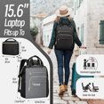 thumbnail image 3 of XJ-HOME 15.6" Laptop Backpack for Women, Stylish Backpack Purse, Waterproof Teacher Nurse Backpack, College Casual Daypack with USB Port, Black, 3 of 8