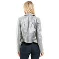 thumbnail image 4 of MixMatchy Women's Faux Leather Long Sleeve Zipper Closure Moto Biker Short Coat Jacket, 4 of 7