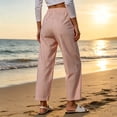 thumbnail image 4 of ZHYou No Boundarie Stripe Pants for Women Drawstring Straight Leg Casual Vacation Loungewear Loose Fit Trousers with Multi Pockets,Red,Size L, 4 of 8